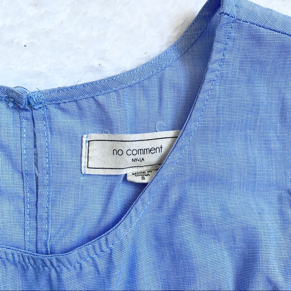 No Comment | cold shoulder ruffle chambray top - Picture 3 of 6
